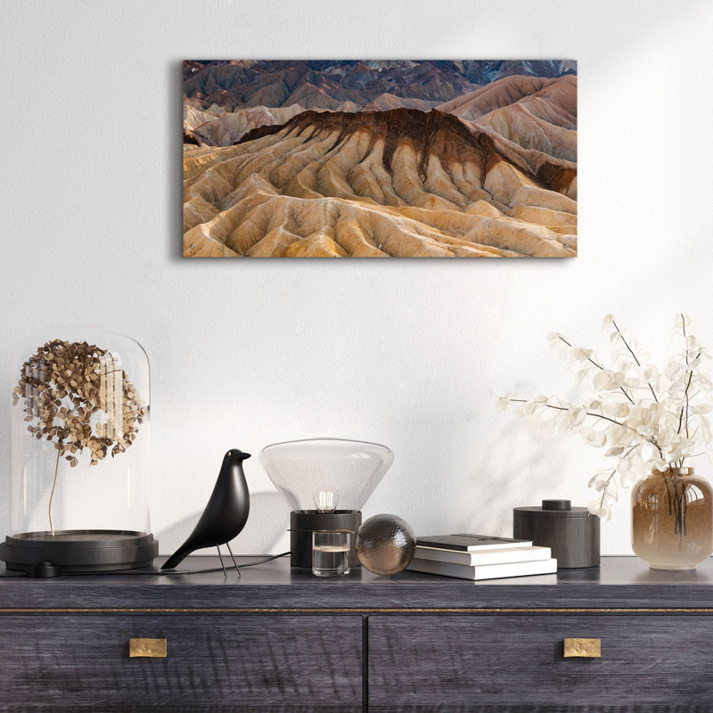  «Mort Valley - Zabriskie Point Lines» par Epic Portfolio, art mural en verre acrylique, 48 po x 24 po, H 24 po x l 48 po