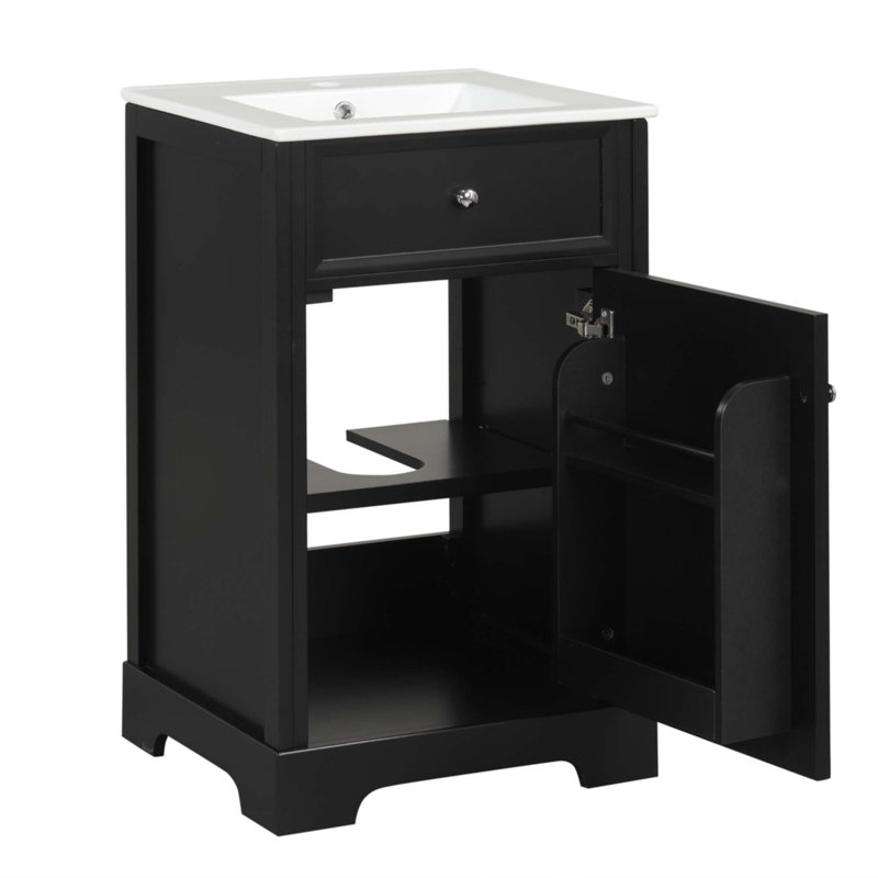 Meuble-lavabo de 20 po avec lavabo, Noir