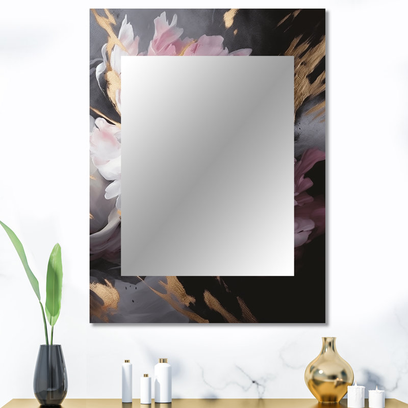 Harmonieux rose gris pivoine II - pivoines, miroir mural moderne, impression sur métal, 40 po x 30 po