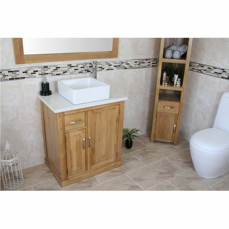Defreitas 751mm Single Bathroom Vanity with Vessel Ceramic Basin, White