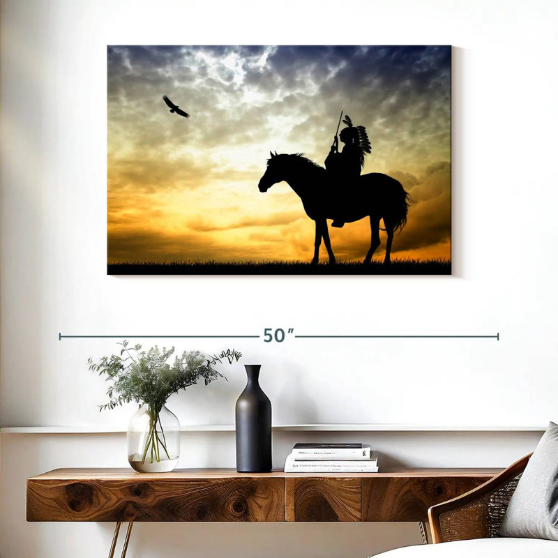 Lelar Indian On Horse, 26" H x 39" W