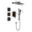 Système de douche pour salle de bain en noir mat avec jet d'eau efficace: tête, douche à main, barre coulissante, jets pour le corps, bras, boyau, composants de l'ensemble de garniture de soupape - tête-117417271