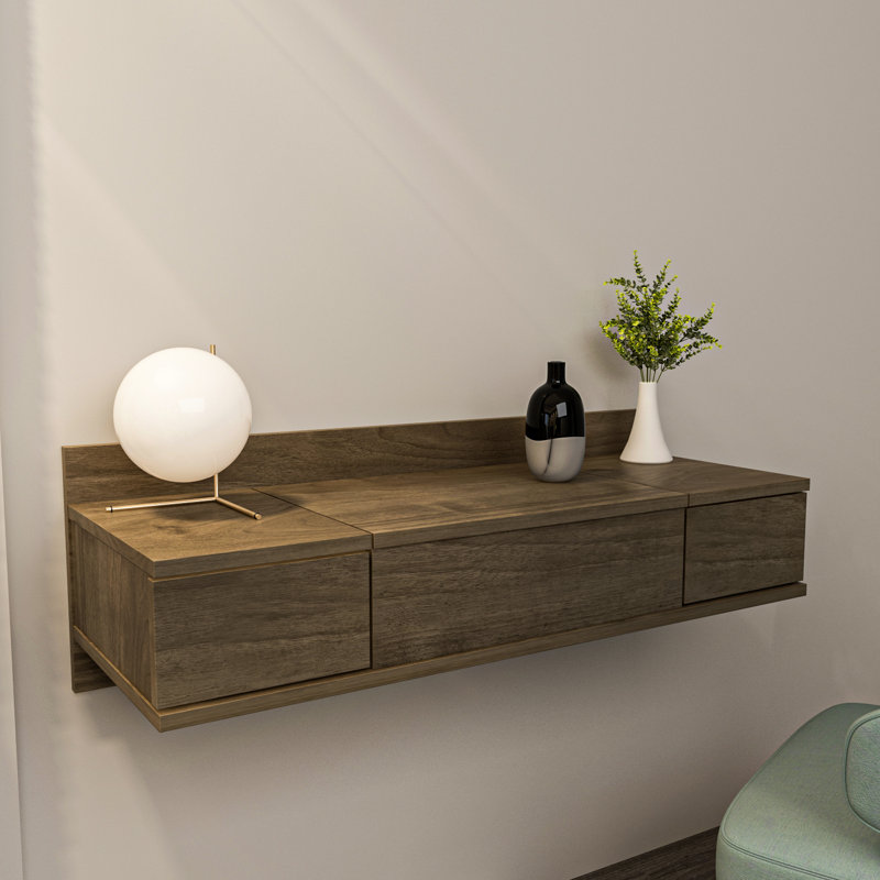 Zyshonne Dressing Table with Mirror, Walnut