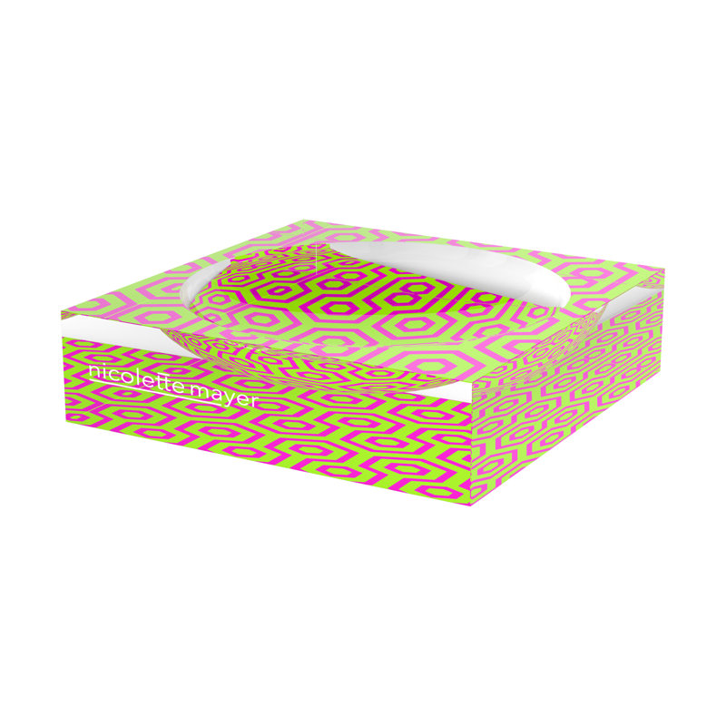 Plat à chat en acrylique Eyepop Lime Fuschia, L 6 po x P 6 po x H 2 po