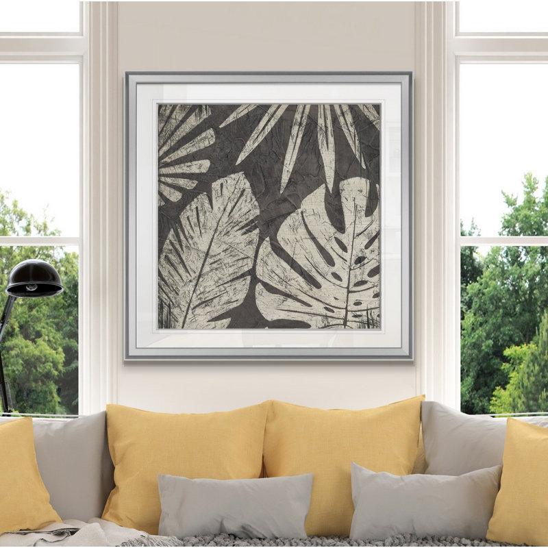 « tribal palms i », peinture, H 24 po x l 24 po x P 1,5 po, Encadrement argenté