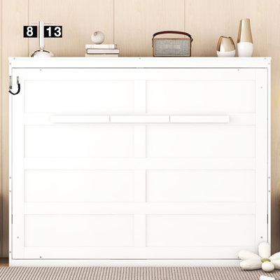 Lit double pleine grandeur, solution d'espace pour une petite surface de sommeil confortable, taille de lit mural facile à plier, chambre d'amis parfaite et bureau à domicile, lattes flexibles confortables, assemblage