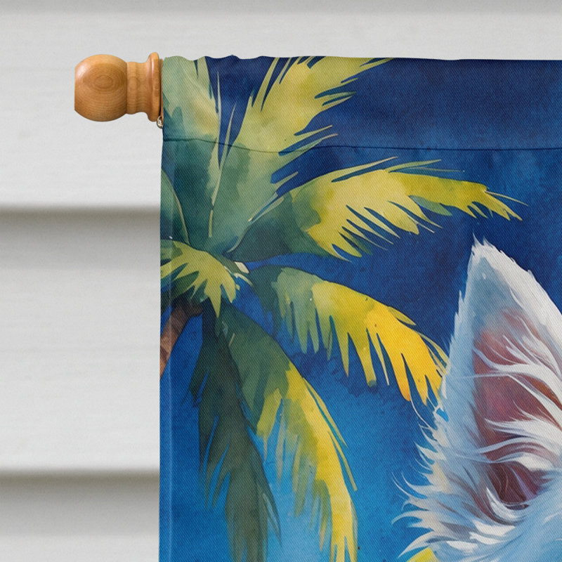 American Eskimo Summer Beach Time House Flag, American Eskimo