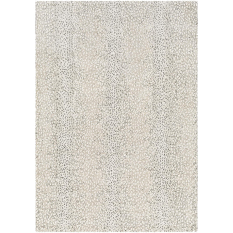 Rectangle Makila Abstract Machine Woven Polyester/Polypropylene Area Rug in Light Gray/Beige, Rectangle 7'10" x 10'
