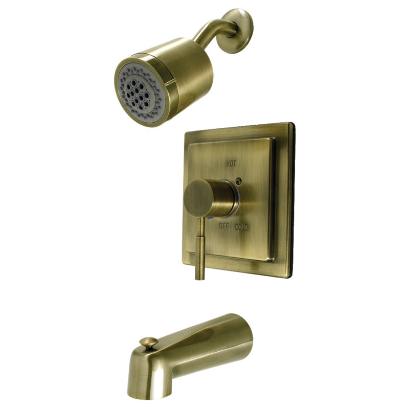 Kingston Brass Concord Single-Handle Pressure Balanced Tub and Shower Faucet, Antique Brass