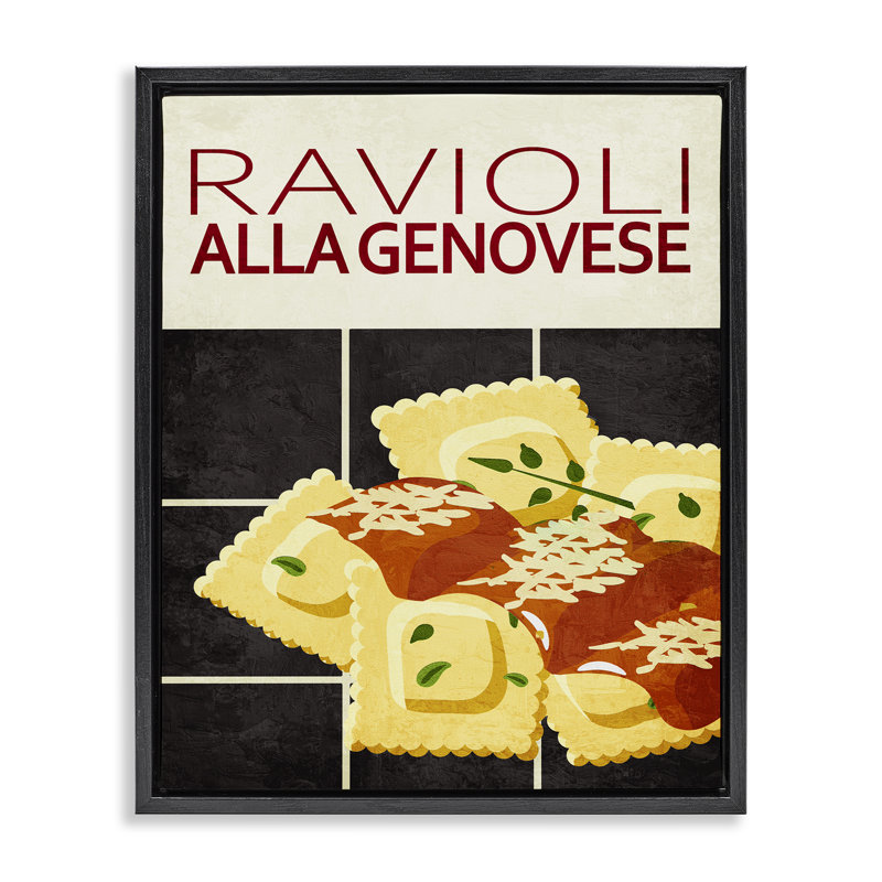 Cadre flottant de cuisine Ravioli Classic, design par Kim Allen, H 31 po x l 25 po, Cadre flottant noir de jais