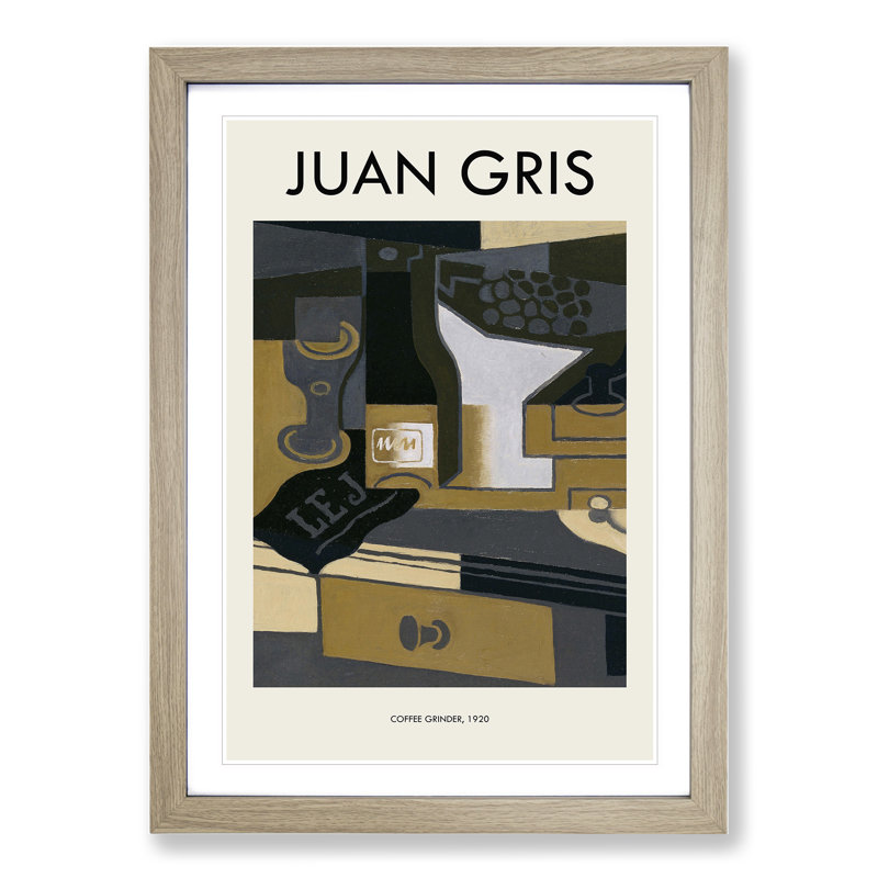 The Moulin Cafe by Juan Gris - Picture Frame Painting, 48cm H x 36cm W x 2cm D, Oak Framed