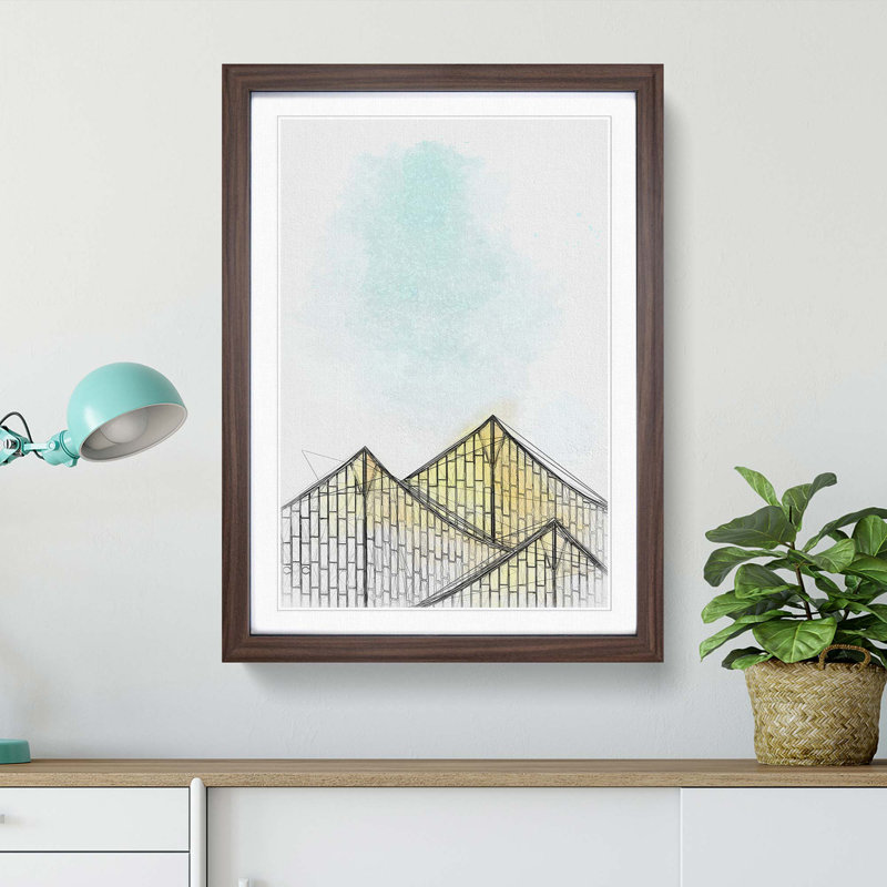 Sketching the Architecture Vol.40 - Picture Frame Drawing Print, Walnut Framed, 36cm H x 27cm W x 2cm D