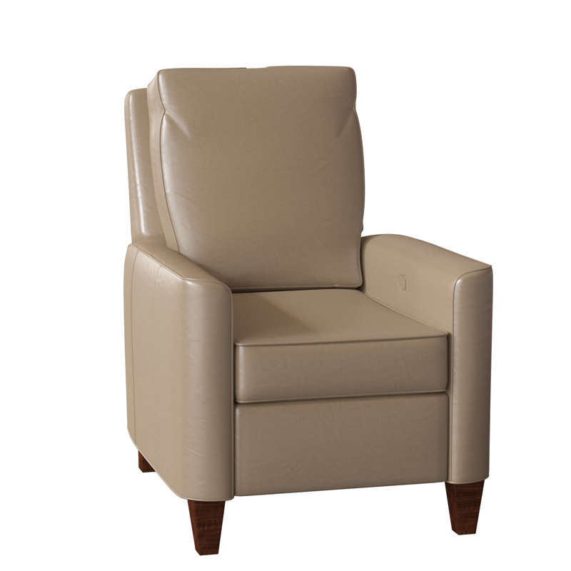 Yorba Leather Armchair, Mahogany, Empyrean Tweed Genuine Leather, Push Back
