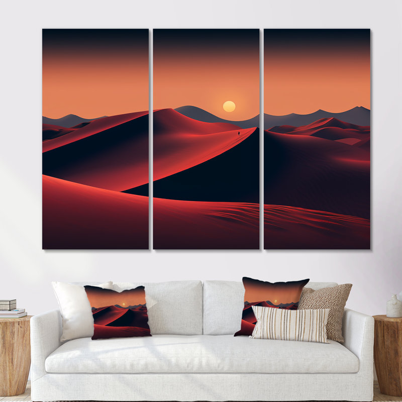 Orange, désert du Sahara, dunes de sable II - art mural désert, Toile tendue, H 40 po x l 61 po x P 1 po