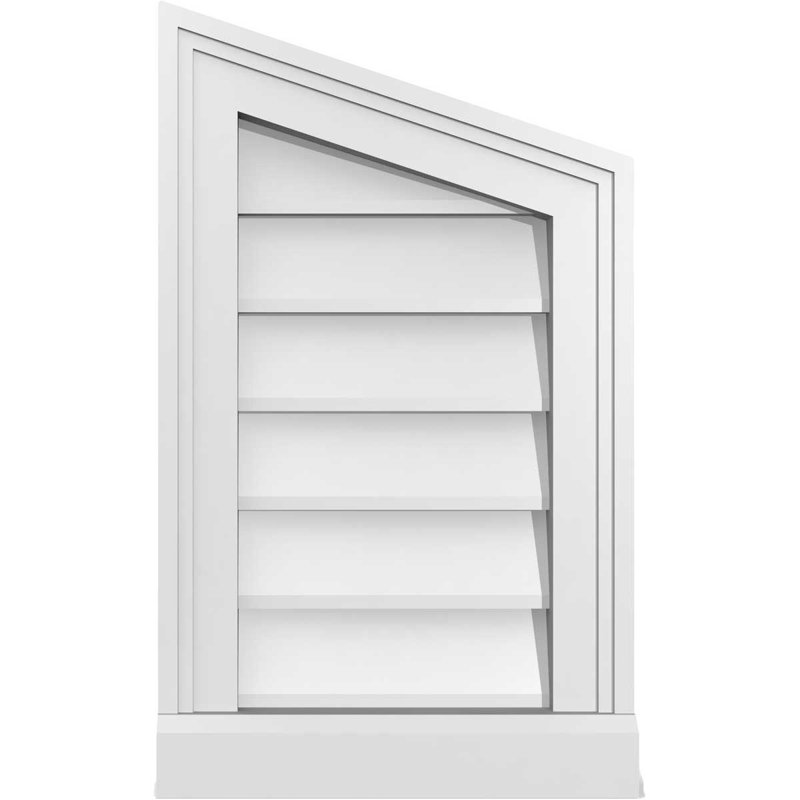 Half Peaked Right Surface Mount Signature Urethane Non-Functional Gable Vent 4/12 Pitch Primed Tan, 4/12