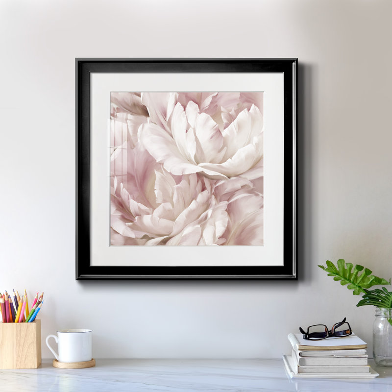 " Intimate Blush IV " Painting Print, 16" H x 16" W x 1" D, Black Framed
