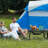 Outdoor Folding Portable Picnic Camping Table with Adjustable Height Aluminum Roll Up Table Top Mesh Layer-114117461