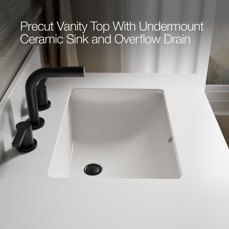 Kresla 60 In. Bathroom Vanity Cabinet With Sinks And Quartz Top, Light Oak, 60", Matte Black