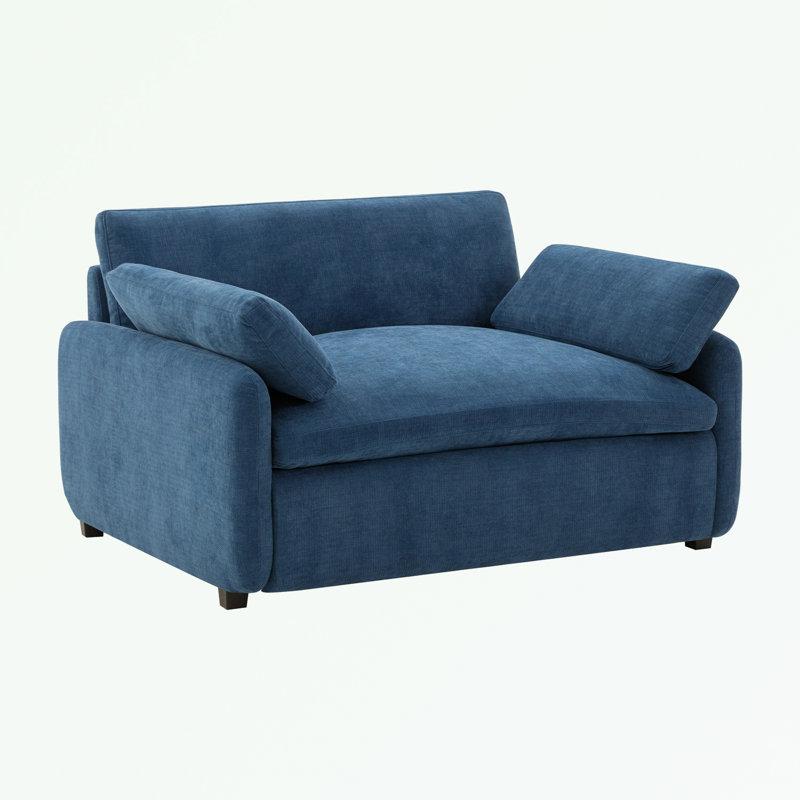 Canapé simple en chenille avec coussin, Bleu
