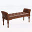 Banc de repose-pieds en cuir PU capitonné rétro avec structure en bois, coussin moelleux et utilisation polyvalente pour plusieurs pièces, brun rougeâtre-192084852