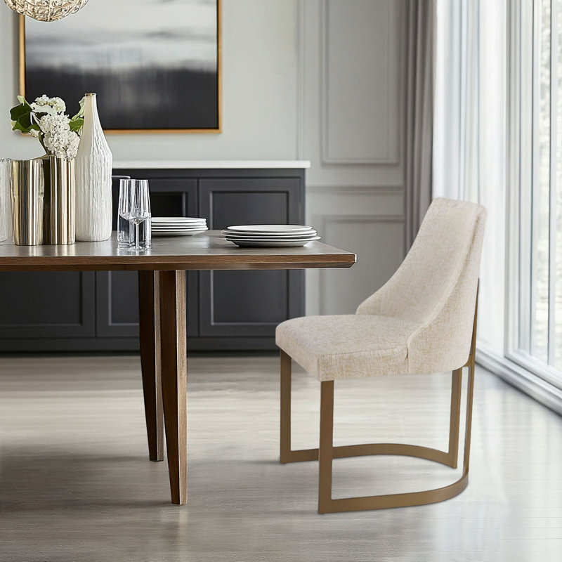 Chaise de salle à manger rembourrée Bryce (ensemble de 2), Crème