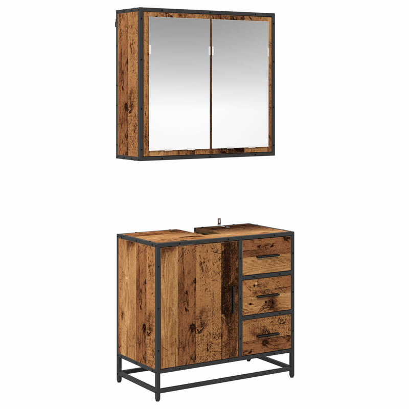 Bathroom Storage Furniture Set, Old Wood