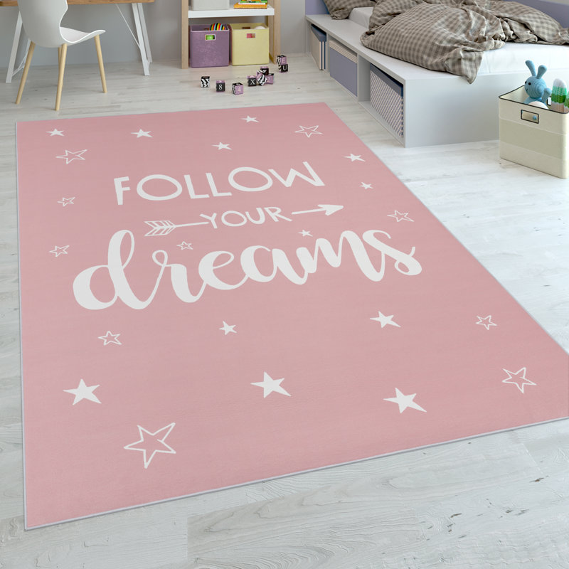Audio Flatweave Pink Rug, Pink, Rectangle 160 x 230cm