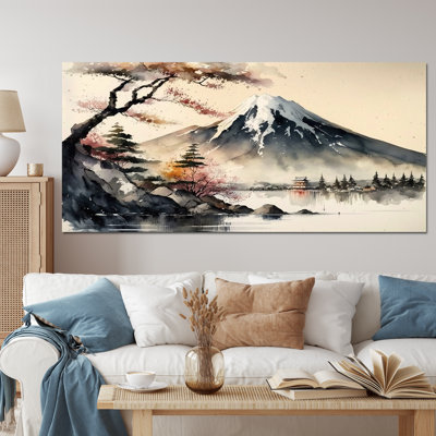 Paysage japonais en aquarelle II - art mural japonais pour le salon