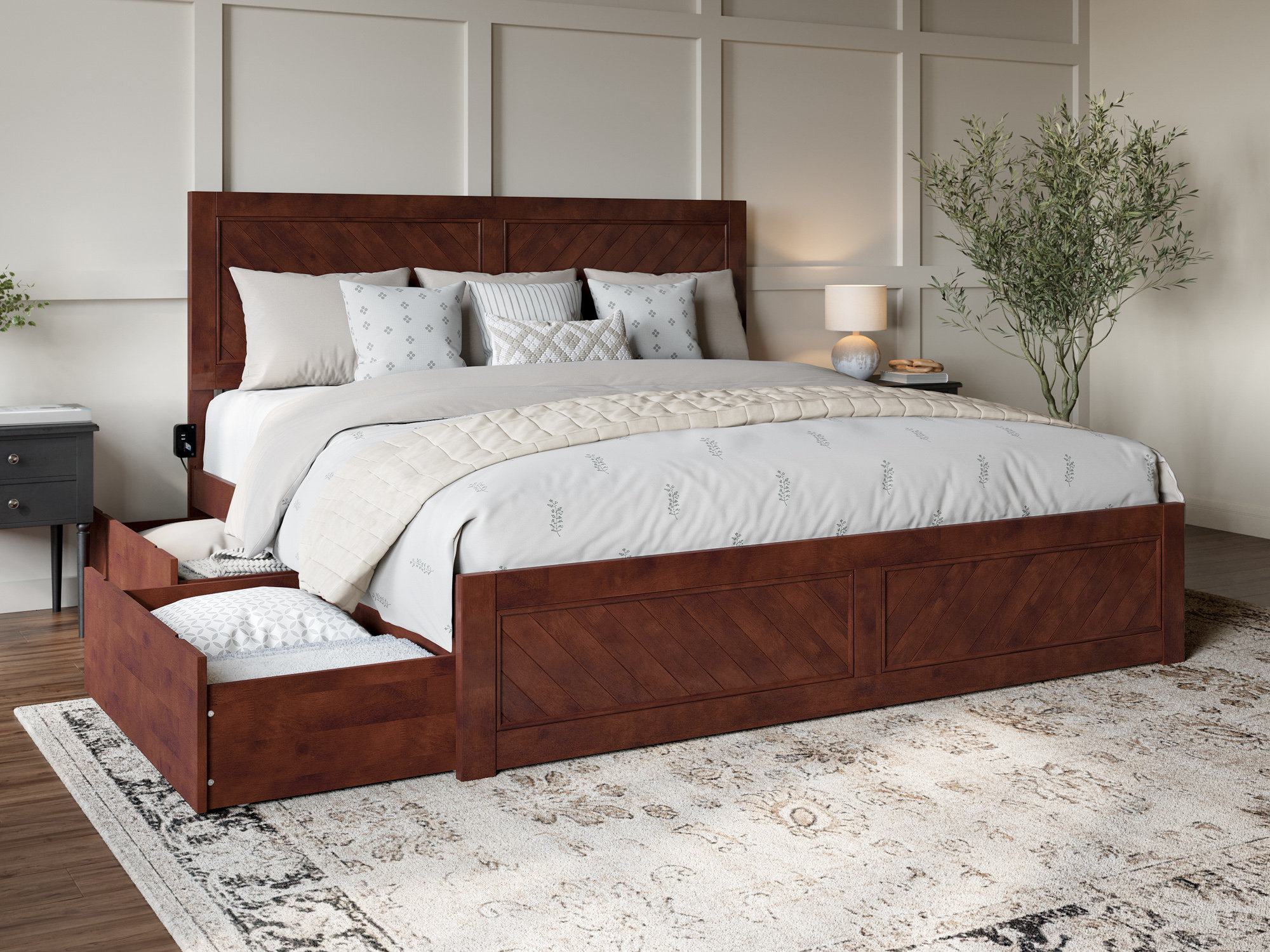 Loon Peak® Heidegard Solid Wood Slanted Slat Headboard Footboard