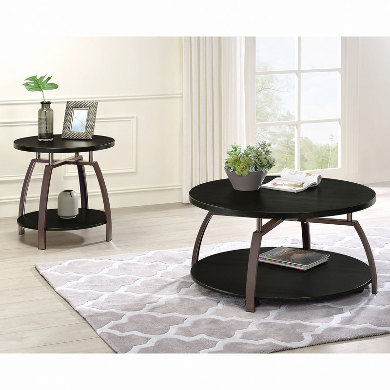 Dark Charcoal 2-Piece Round Coffee Table Set