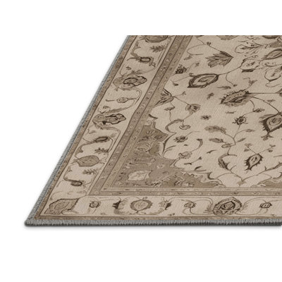 Machine Washable Tabriz Gray Area Rug