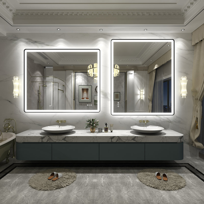 Aevar UL Certified Front & Back Lighted Anti-Fog Tempered Glass Framed Bathroom/Vanity Mirror with 3-Year Warranty, 48" x 40"