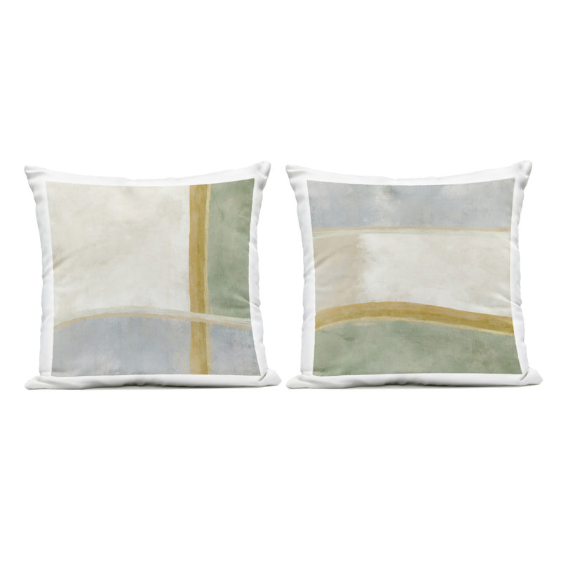 Geometric Boxes in Earth Tones 2 Piece Outdoor Printed Pillow Set design by J:L Design