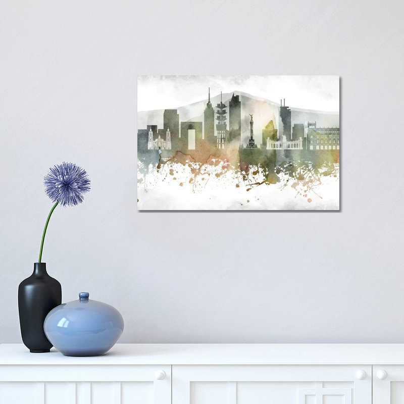 Mexico City Skyline 1 Piece Wrapped Canvas Painting, 30.48cm H x 45.72cm W x 1.905cm D