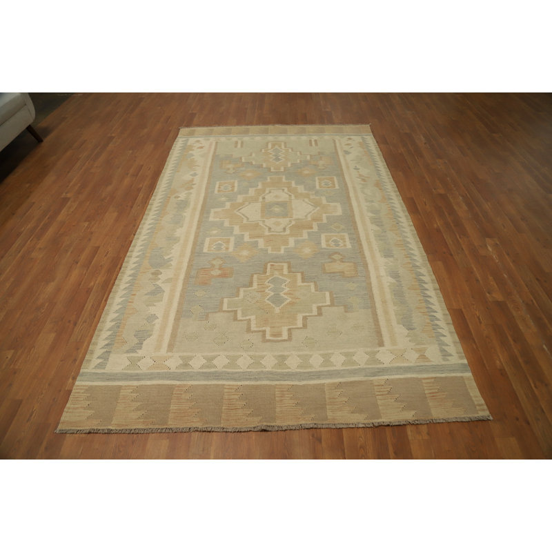 Tapis rustique à motif géométrique fabriqué à la main 6 x 9