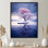 Snow Covered Pink Tree Lake - Tree Oak Wall Art Living Room