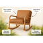 29″ Auburn Lounge Modern Leather Rocking Chair – Light Brown Upholstery with Solid Oak Frame