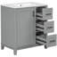 Meuble-lavabo 30 po avec armoire grise, lavabo en céramique et un tiroir divisé pour l'organisation Porte de 30 po, trois tiroirs, finition lisse-1396437842