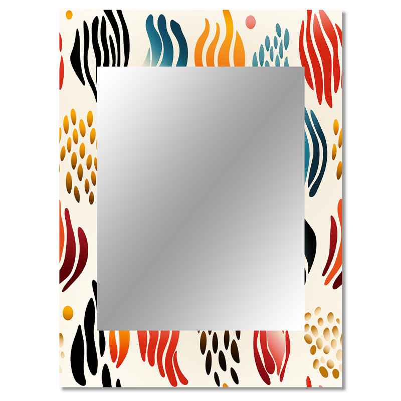 Doyline Abstract Coral Reef Multicolor Azure - Abstract Mirror, Modern Unique Wall Mirror, Printed Metal Art, 40" x 30"