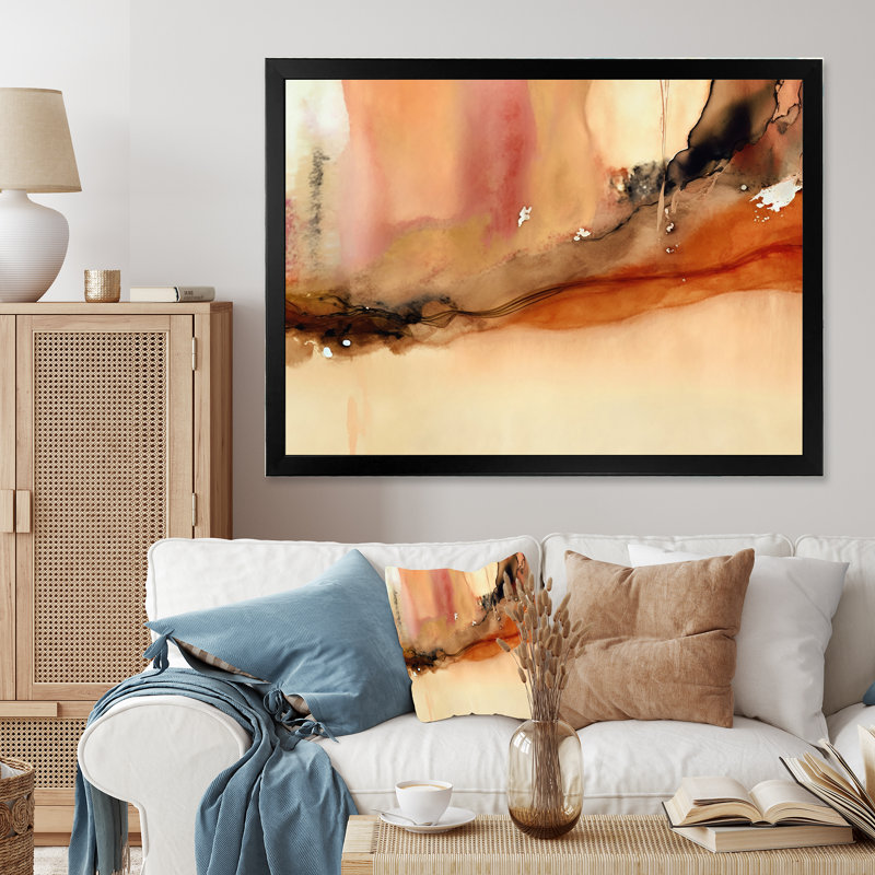 Liquid Earth Tones VI " Liquid Earth Tones VI " Color Photography Print, 44" W x 34" H, Black Picture Framed Canvas