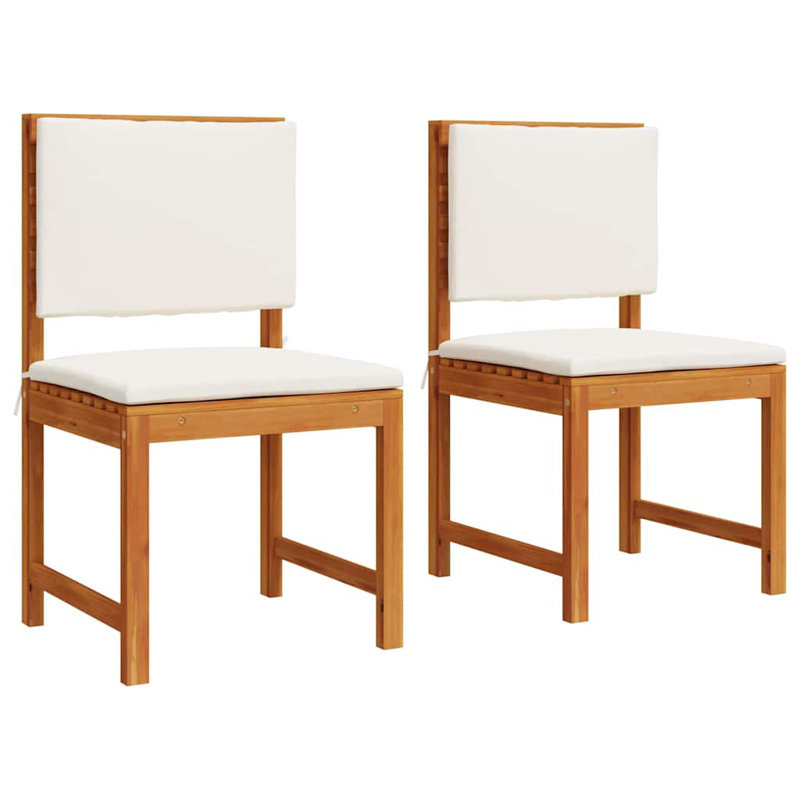 vidaXL Garden Chair with Cushion 2 pcs Brown Solid Acacia Wood, Beige