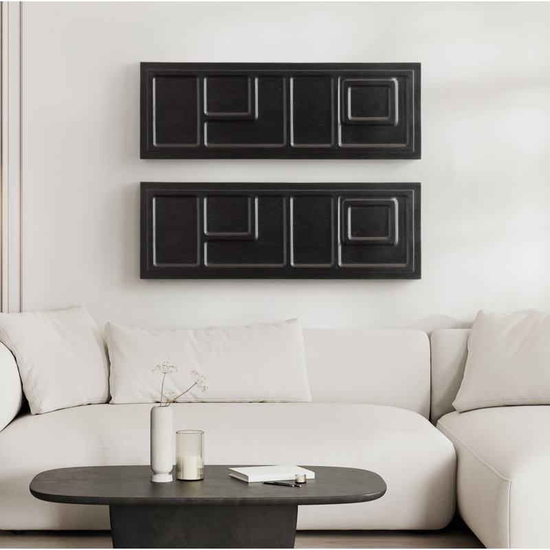 Tala Solid Wood Panel Wall Art Plaque, Black