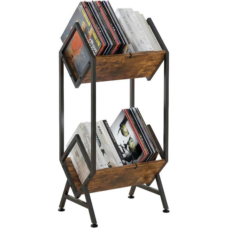 Support de rangement pour disque vinyle en vinyle empilable à 2 niveaux avec séparateurs