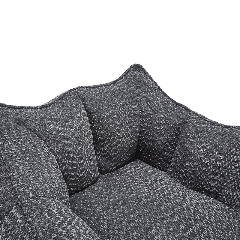 Thaloria Bean Bag Chair Lazy Sofas, Black Chenille, 30.7" H x 47.2" W x 36.2" D