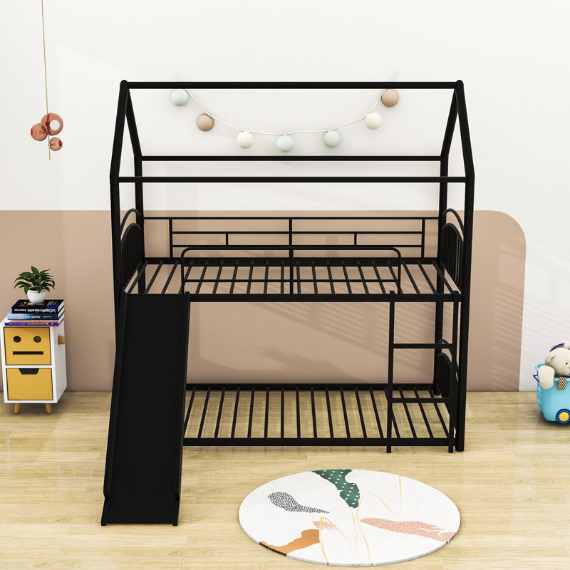 Landisville Kids Twin Over Twin Bunk Bed, Black