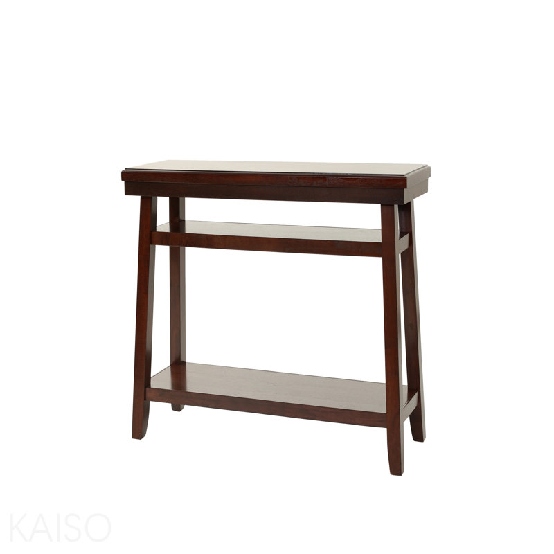 Console en noyer, placage en bois d'hévéa, tablette de rangement pour le salon - noyer