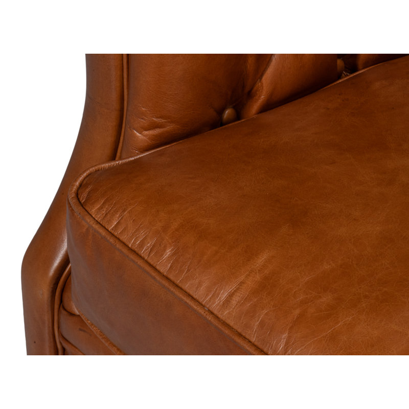 Coolidge Swivel Club Chair, Havana Brown Genuine Leather