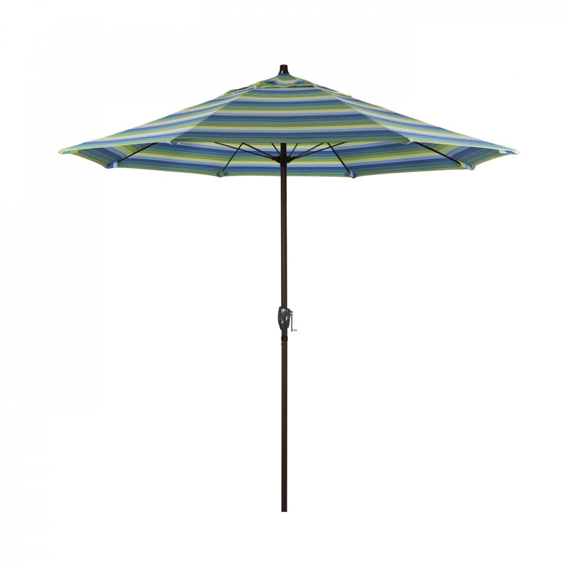 Parasol de marché 7,5 pi Gino, Sunbrella® bord de mer Séville rayé, H 94 po x l 86,3 po x P 86,3 po