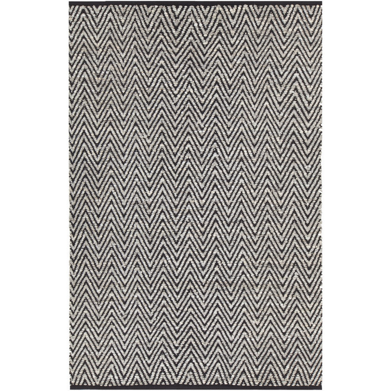 Tapis gris/noir tissé à la main Salley, 5 pi x 7 pi 6 po