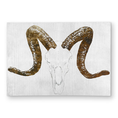 Aeries Skull with Brown Horns - Scandinavian Farm Rug for Decor